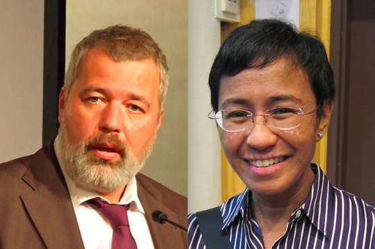 In Russland und auf den Philippinen kämpfen sie für die Pressefreiheit: Dmitri Muratow und Maria Ressa (Bilder Wikipedia)