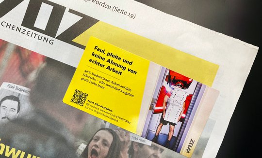 WOZ wirbt mit ironischem Studi-Bashing für Studi-Rabatt...      (Bild zVg)