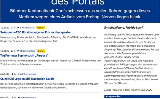 Ein letztes Kapitel ist noch offen: In einem Interview wird sich Lukas Hässig den Fragen von Patrizia Laeri stellen.