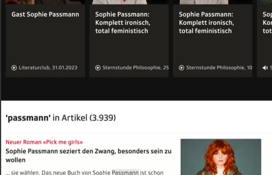 Sophie Passmann überall: Mit sage und schreibe 3939 Beiträgen erreicht die «Neo-Feministin» auf SRF ein Riesenpublikum. (Bild Screenshot)