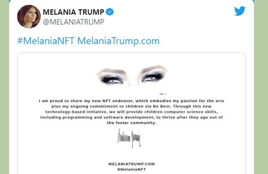 Das erste NFT-Kunstwerk «Melania's Vision» zeigt die Augen der früheren First Lady.... 