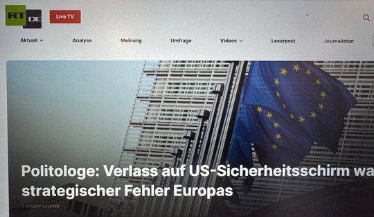 RT DE greift subtil und dezidiert den politischen Meinungsbildungsprozess in der Schweiz ein...    (Screenshot: Klein Report)