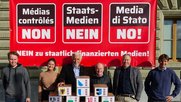 Referendumskomitee (v.l.n.r.): Alec von Barnekow (Jeunes Libéraux-Radicaux, FR), Evelyn Motschi (Jungfreisinnige, AG), Peter Weigelt (Präsident, SG), Bruno Hug (SG), Philipp Gut (Geschäftsführer, AG) und Christian Keller (BS). (Bild zVg)