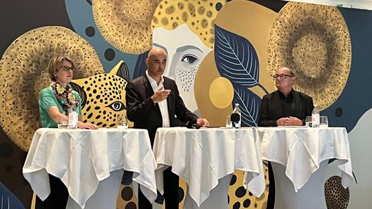Bundespräsident Alain Berset beim Medientreffen in Locarno (Bild: Twitter)