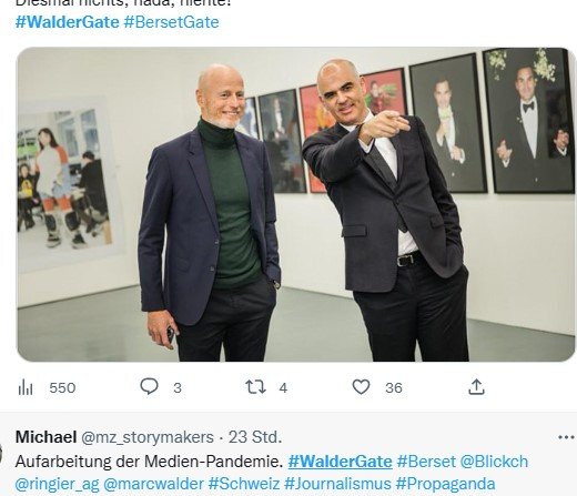 Alain Berset und Marc Walder: Auf Twitter wird bereits hitzig kommentiert unter dem Hashtag #waldergate...