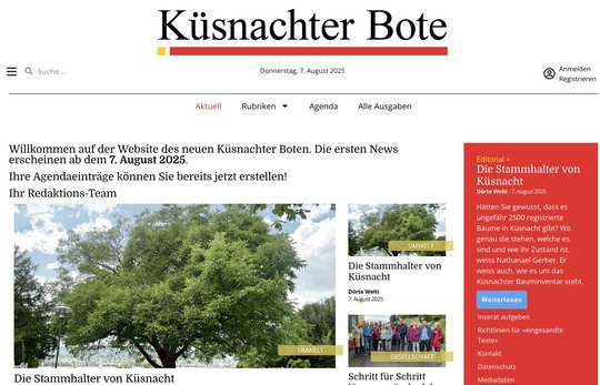 Viele Bäume in der ersten Ausgabe...    (Bild: Screenshot/«Küsnachter Bote»)