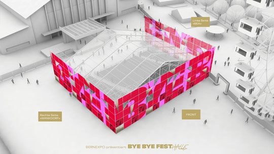 Im «BYE BYE CUBE» kann man in die Zukunft blicken: Die neue Festhalle geht 2025 auf... (Bild: zVg)