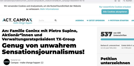 Das volle Programm: Offener Brief, Petition und Eingabe beim Presserat...