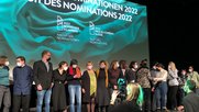 Gruppenbild der Nominierten. Beim anschliessenden Apéro durften die Masken abgenommen werden...           (Bild: Klein Report)