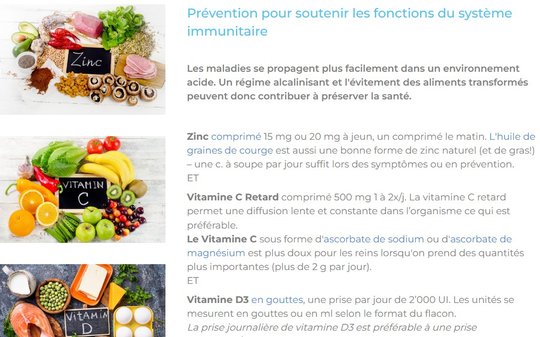 Zweifelhafte Empfehlungen auf der Webseite von Réinfo Santé Suisse...           (Screenshot)