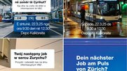 Auch auf Ukrainisch, Albanisch und Polnisch macht die Kampagne auf die VBZ als Arbeitgeberin aufmerksam... (Bild: zVg)