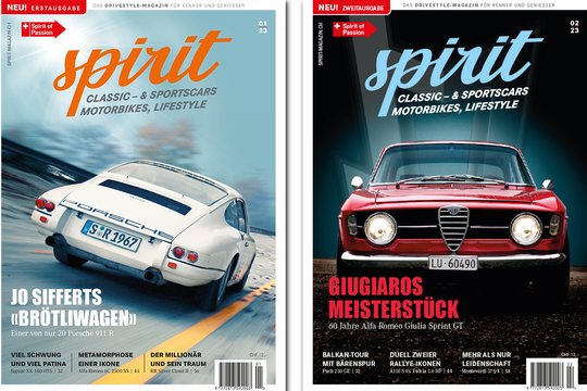 Old- und Youngtimer, moderne Sportwagen, Motorräder, Lifestyle rund ums Thema Auto von der Ausfahrt bis zur Zigarren-Lounge – immer mit dem Fokus auf die Schweizer Szene. Das ist das Themenspektrum von «Spirit»…          (Screenshot Website)