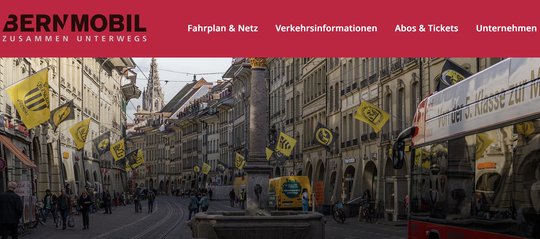 Städtische Verkehrsbetriebe Bern (Bernmobil) wollen sich ab 1. Januar 2027 analog und digital durch Livesystems vermarkten lassen...    (Bild: Screenshot/Bernmobil)