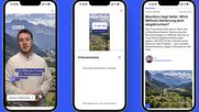 Neue verifizierte Videos in der 20-Minuten-App: Mit einem Klick wechseln die Userinnen und User von der klassischen Front zu den Kurzvideos, wo sie sich vertikal durch Videos aus den Bereichen News, Unterhaltung und Inspiration swipen… (Bild: zVg)