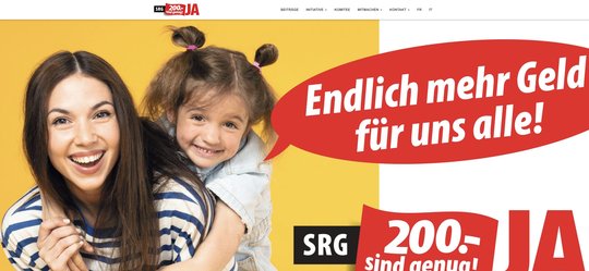 Eine der höchsten Medienabgaben weltweit, bei steigenden Lebenshaltungskosten: Emotionale Kampagne der Befürworter angelaufen...    (Bild: Screenshot/SGV)