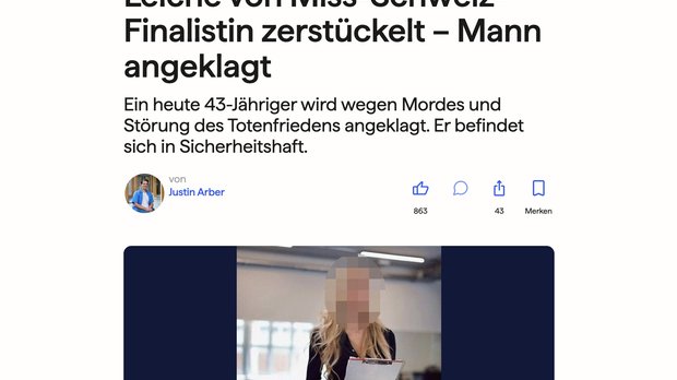 Die Ermordete war 2008 Miss-Schweiz-Finalistin und Unternehmerin...  (Bild: 20min.ch/Screenshot)