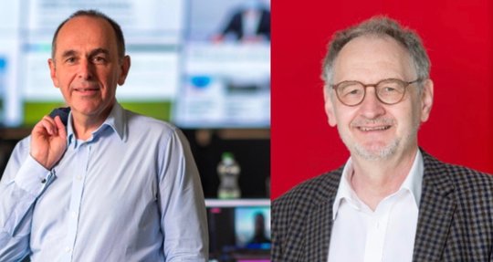 Der CEO der TX Group, Pietro Supino (l.), gibt überraschend seinen Verleger-Präsidentenposten ab: Das Präsidium schlägt Andrea Masüger als Nachfolger vor...       (Bild VSM)
