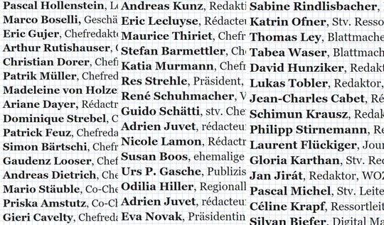Unterzeichnet haben den offenen Brief über hundert Medienschaffende, darunter zwei Dutzend Chefredaktorinnen und Chefredaktoren...