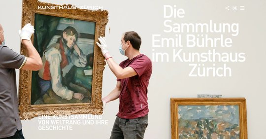 Rund 170 Kunstwerke der privaten Stiftung Sammlung E. G. Bührle sind im Herbst 2021 als Dauerleihgaben ans Kunsthaus Zürich gekommen...              (Screenshot Webseite Kunsthaus)