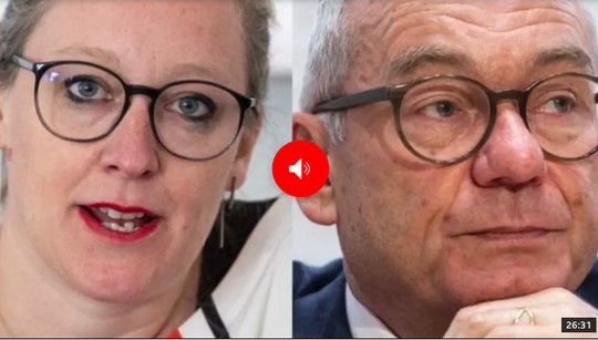 Im «Tagesgespräch» vom 14. Januar diskutierten die Berner Nationalrätin Aline Trede von den Grünen und der Zürcher FDP-Ständerat Ruedi Noser. (Bild Screenshot SRF)
