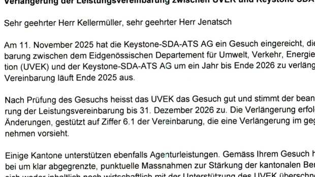 Bundesrat Albert Rösti verlangt in einem Brief, dass die Nachrichtenagentur die kantonalen Subventionen gegenüber dem Bund offenlegt... (Bild: Screenshot KR)