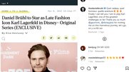 Von der Rennpiste als Niki Lauda wechselt Daniel Brühl jetzt auf den Laufsteg von Karl Lagerfeld...          (Screenshot Twitter)