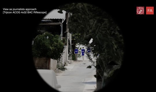 Rekonstruktion des Mordes an Schirin Abu Akle aus einem Video der Menschenrechtsgruppe Al Haq und Forensic Architecture…   (Bild RSF)