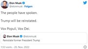 Elon Musk macht keinen Hel mehr aus seiner politischen Gesinnung...