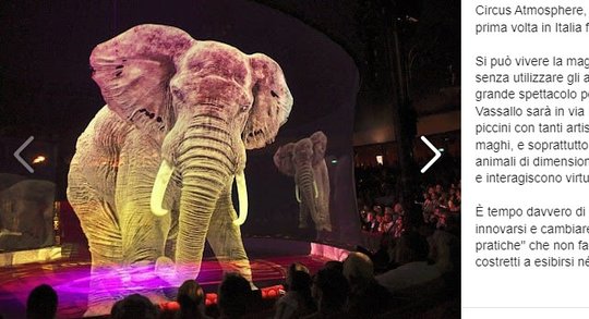 Neue Techniken machen es möglich: Elefanten hautnah vor dem Publikum im römischen Circus Atmosphere...           (Facebook Circus Atmosphere)