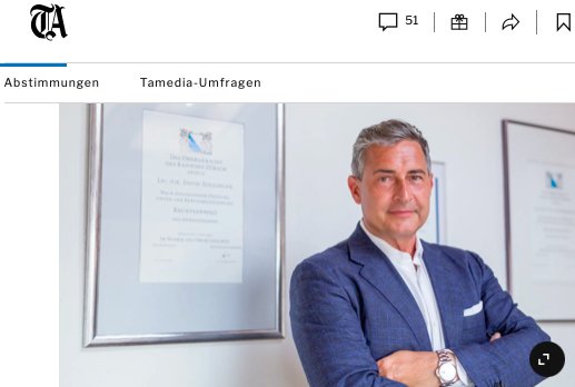 Anwalt David Zollinger sieht in der Razzia bei «Insideparadeplatz» die Pressefreiheit geritzt... (Bild: Screenshot TA)
