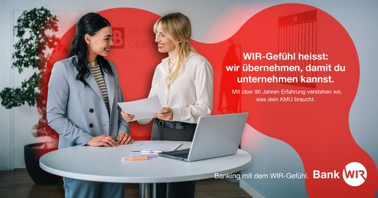 Der Claim «Banking mit dem WIR-Gefühl» fliesst gestalterisch in das neue Corporate Design und in die Bildwelt… (Bild: zVg)