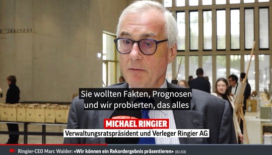 Michael Ringier lässt sich im hauseigenen TV-Sender Blick-TV befragen: «...ein phantastisches Jahr...»