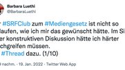 Selbst die Moderatorin muss zugeben: Die Sendung war völlig missglückt…  (Screenshot Twitter)