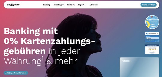  Prestigeobjekt Radicant von der Basellandschaftlichen Kantonalbank (BLKB) erhielt nur Top-Ratings: SRF-«Kassensturz», moneyland.ch, «Bilanz», finanzen.ch...   (Bild: Screenshot/Radicant)