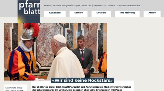 Der Medienverantwortliche der Schweizergarde im Vatikan zeigt sich überrascht über «die grosse Anzahl von Medienanfragen»... (Bild: Screenshot Webseite kathbern.ch)