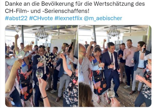 Das Ja-Komitee freut sich über den Ausgang der Abstimmung...           (Screenshot Twitter)