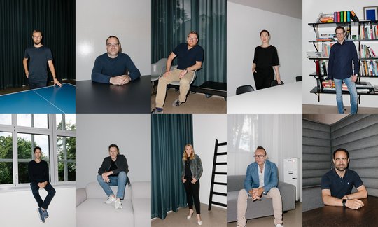 Management- und Founderteam von Dept (v.l.) Michael Hinderling, Beat Muttenzer, Tobias Scholz, Karin Taheny, Lukas Stuber, Stefan Tan, Philipp Griesser, Laura Egloff, Severin Klaus, Michael Volkart…