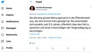 Das umstrittene Tweet: «Es ist eine David-gegen-Goliath-Situation, jedoch will sie sich nun partout als David darstellen», sagt Jolanda Spiess-Hegglin über Michèle Binswanger.