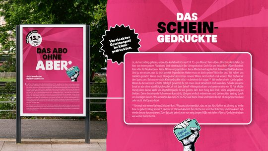 Ein Gewinnspiel, das den Kern vom «Abo ohne Aber» von Digital Republic spielerisch inszenierte...  (Bild: zVg)