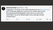 Funkstille: Emails der Journalistin an die Medienstelle bleiben unbeantwortet, telefonische Anfragen werden an das Generalsekretariat weitergeleitet... (Bild Screenshot X)