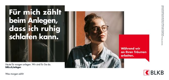 Die BLKB kommuniziert ihre Werte beim Anlegen mir einer Dialog-Kampagne, wo Kundinnen und Kunden zu Wort kommen…      (Bild: Brinkertlück)