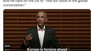 Für Barack Obama hat das neue Gesetz der EU in einem Kommentar auf Twitter auch Potenzial für die USA...         (Screenshot Twitter)