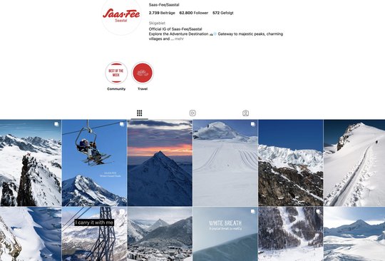  Mit der Tourismusorganisation Saastal Tourismus hat die Content-Marketing-Abteilung CH Media Mind bereits eine Kampagne realisiert...   (Bild: Insta/Saastal Tourismus)