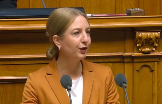 «Scheitern ist nicht das Gegenteil von Erfolg, es ist ein Teil davon»: Katja Christ will die Medienförderung weiterentwickeln. (Bild Screenshot Parlamentsdienste)