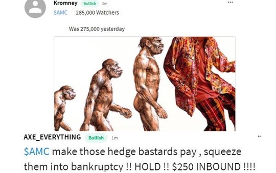 Aufstand der Kleinen: In den Foren toben die Voten gegen Hedgefunds, welche die Kinokette AMC an der Börse zerstören wollen...   (Montage: Klein Report)