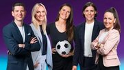 Ein Teil des SRF-Teams für die Heim-EM: Martina Moser, Seraina Degen, Rachel Rinast, Annette Fetscherin und Calvin Stettler... (v.r., Bild: © SRF)