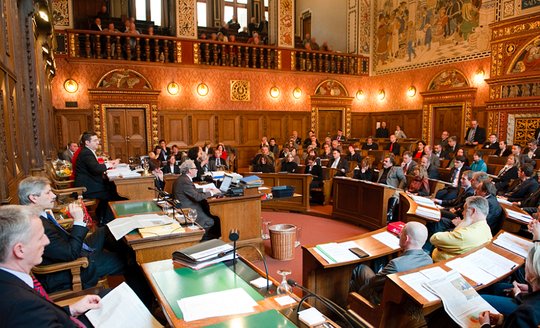 Modell Zürcher Filmstiftung: Die Parlamentariergruppe des Grossen Rates von Basel-Stadt (Bild) verlangt eine «vom Kanton finanzierte Medienstiftung». (Bild Wikipedia)