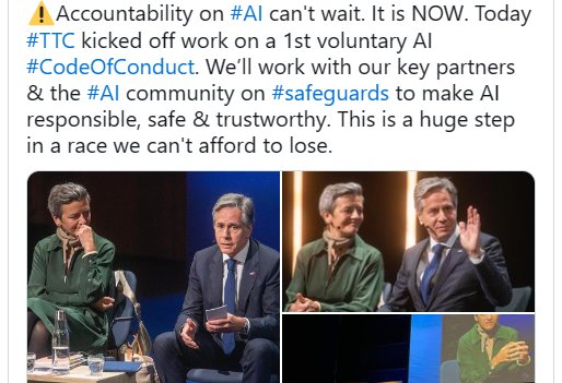 EU-Kommissionsvize Margrethe Vestager (l.) bezeichnet das Abkommen als «grossen Schritt in einem Wettlauf, den wir uns nicht leisten können zu verlieren»…          (Bild: Twitter)