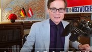 «Grüezi mitenand», begrüsst Roger Köppel seine Zuschauer, «liebe Freunde, vor allem aus Deutschland und Österreich!» (Bild Screenshot Klein Report)