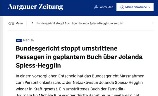 Zitate ersetzen keine Anhörung bei schweren Vorwürfen: Hollenstein zitierte die kritisierte Tamedia aus dem Gerichtsverfahren. Das genügt nicht, sagt der Presserat. (Bild Screenshot)